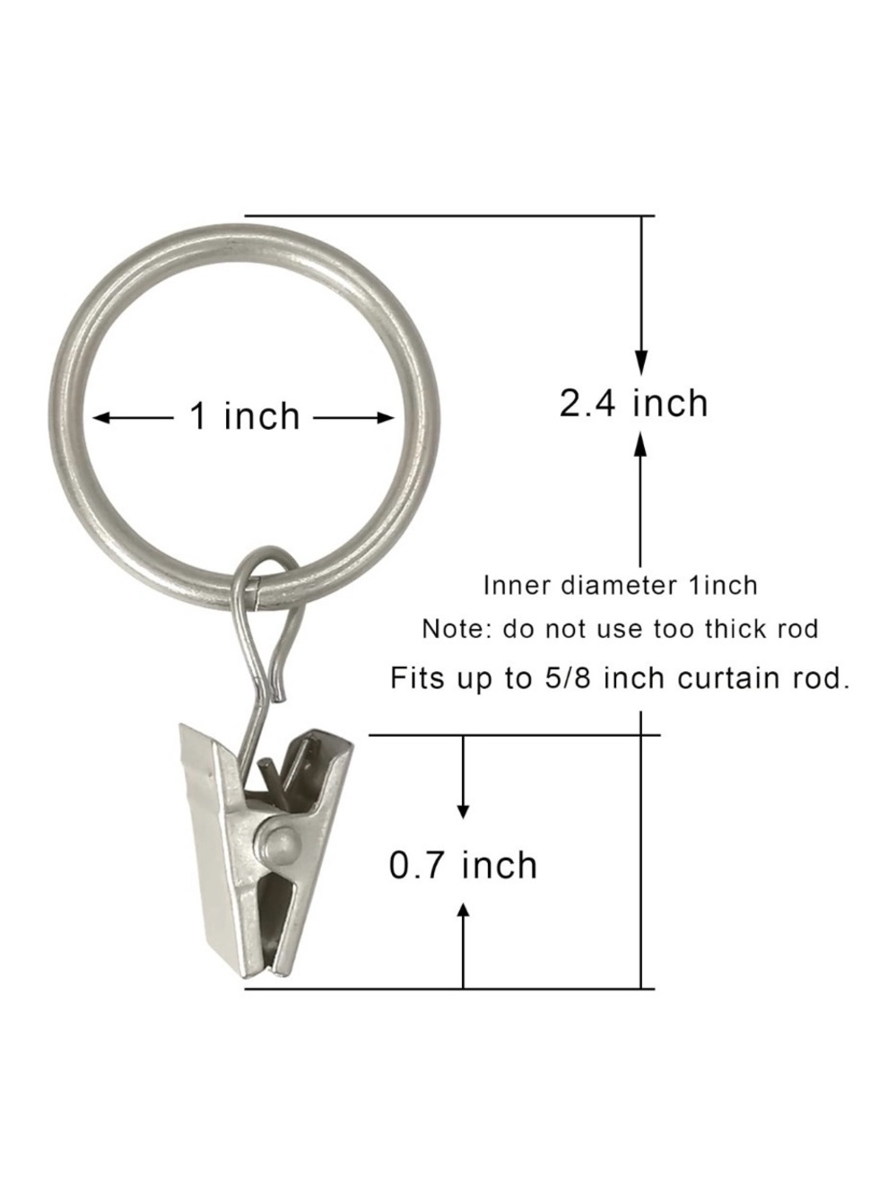 BNWT 44 PCS SILVER CURTAIN ROD RINGS FOR CURTAINS OR BABY CLOTHES ORGANIZING - Picture 7 of 11